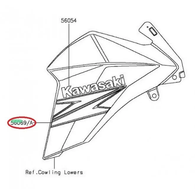 Achat autocollant ecope droite z800e 2013 noir  KAWASAKI  MOTOSHOP 35