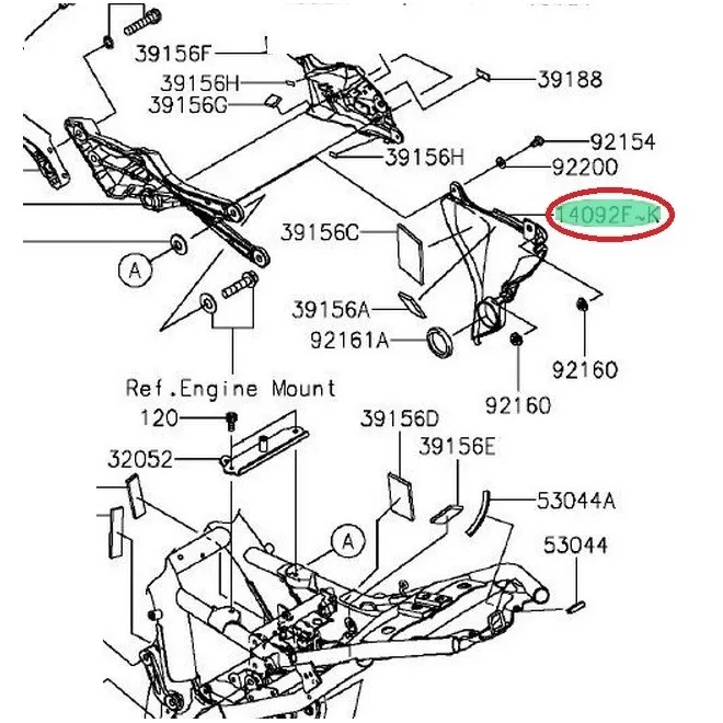 Achat cache pivot droit z800e 14092096318t  KAWASAKI  MOTOSHOP 35