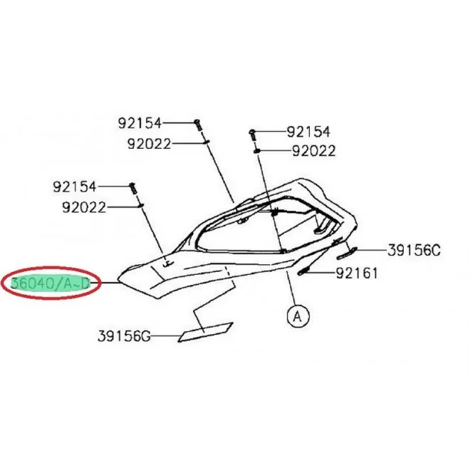 Achat coque arriere noir z800 360400139660  KAWASAKI  MOTOSHOP 35