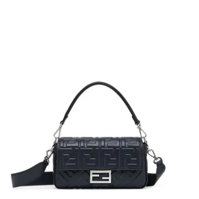 Baguette - Sac en cuir nappa bleu nuit | Fendi