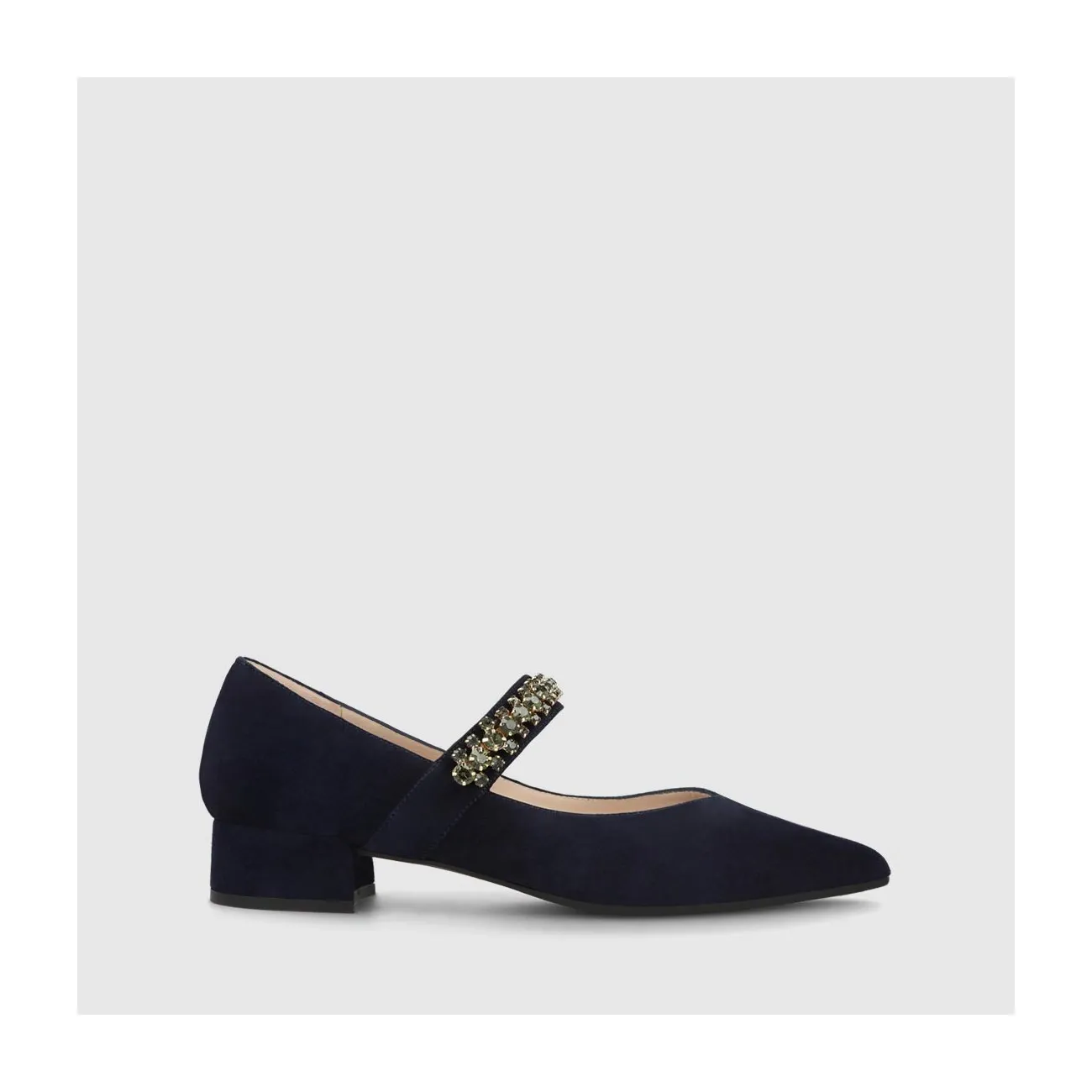 Ballerines bijou femme en daim bleu marine | LODI Chaussures femme en ligne.