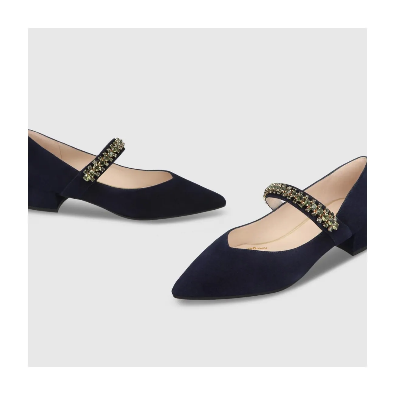 Ballerines bijou femme en daim bleu marine | LODI Chaussures femme en ligne.