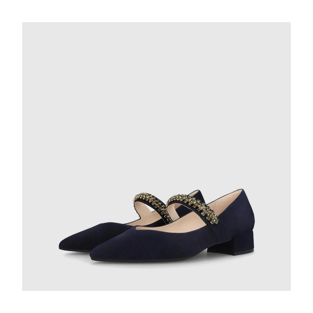 Ballerines bijou femme en daim bleu marine | LODI Chaussures femme en ligne.