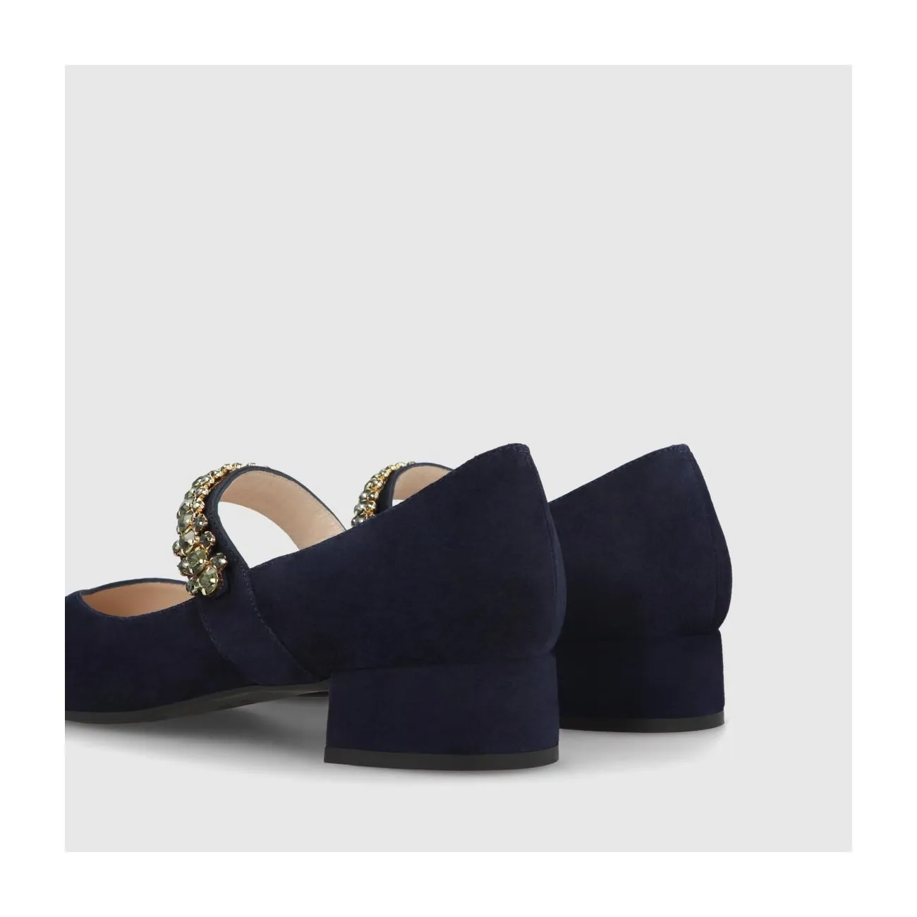 Ballerines bijou femme en daim bleu marine | LODI Chaussures femme en ligne.