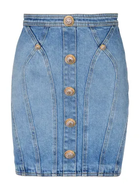 BALMAIN  Jupe en denim à boutons - Bleu