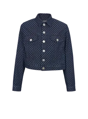 BALMAIN  Veste en denim jacquard mini monogramme - Bleu