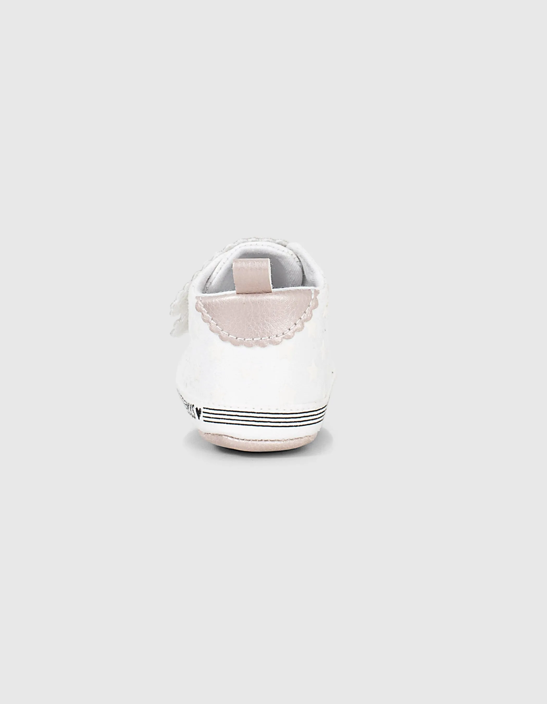 Baskets écrues à étoiles à scratchs bébé fille