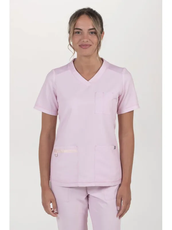 Blouse médicale sanitaire en microfibre tricotée rose