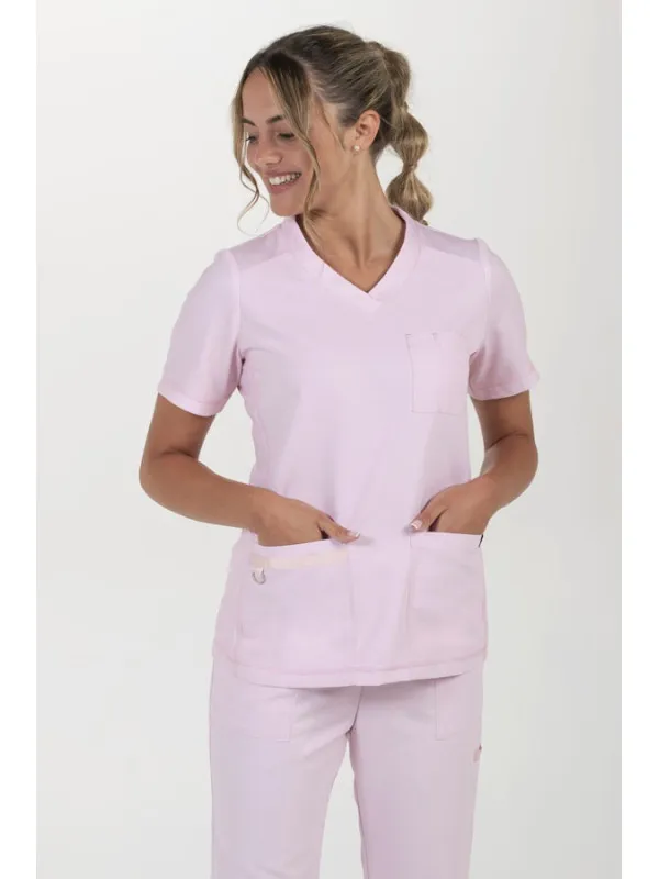 Blouse médicale sanitaire en microfibre tricotée rose