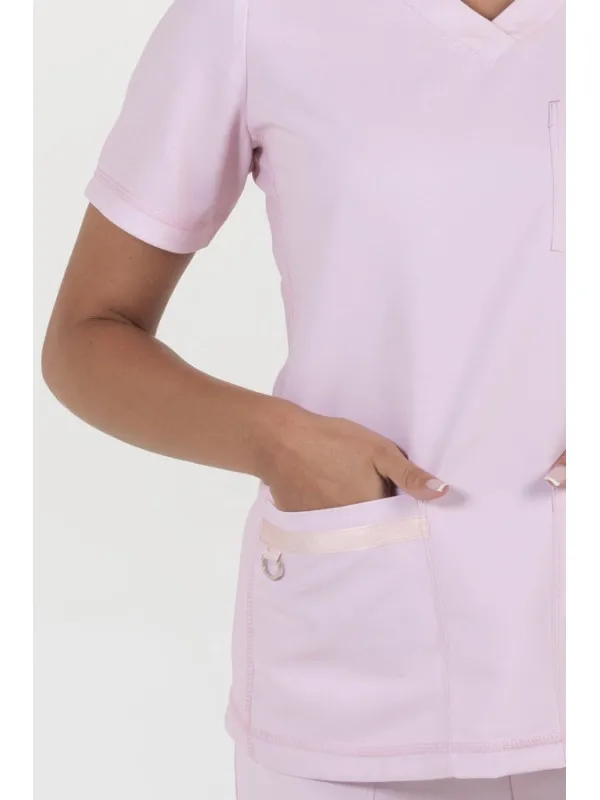 Blouse médicale sanitaire en microfibre tricotée rose