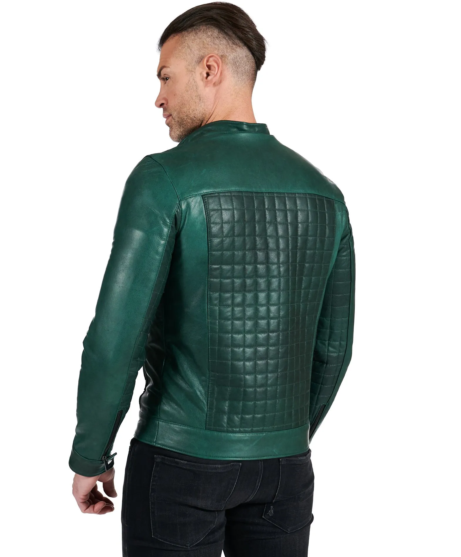 Blouson cuir homme blouson cuir moto veste moto cuir vert Ethan