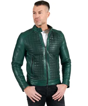 Blouson cuir homme blouson cuir moto veste moto cuir vert Ethan