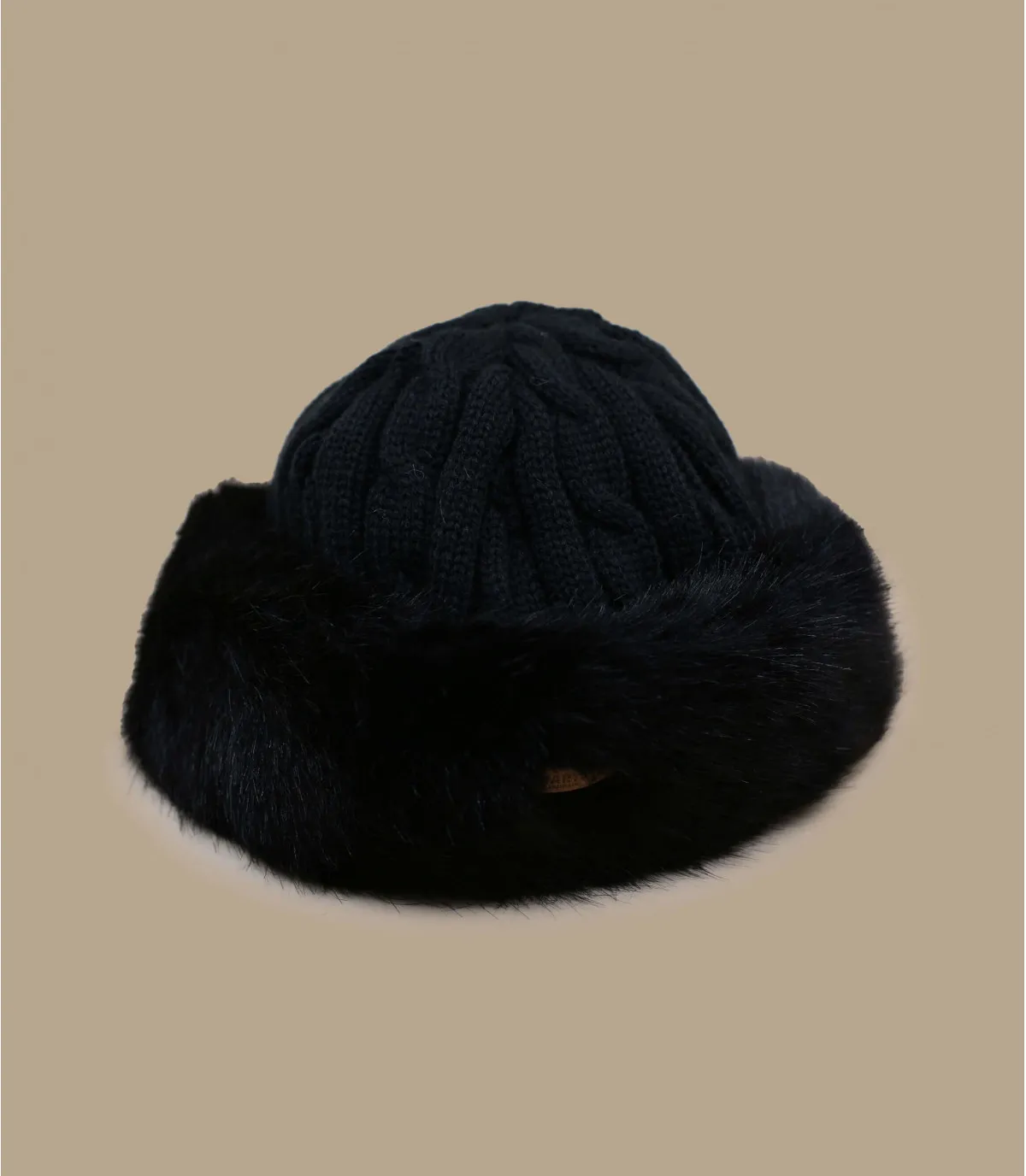 Bonnet bande fourrure noire - Fur cable bandhat black par Barts .