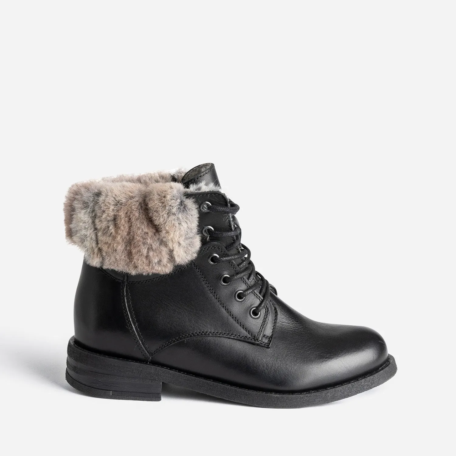 Bottine noire fourrée en cuir - Boots / bottines Femme | ERAM