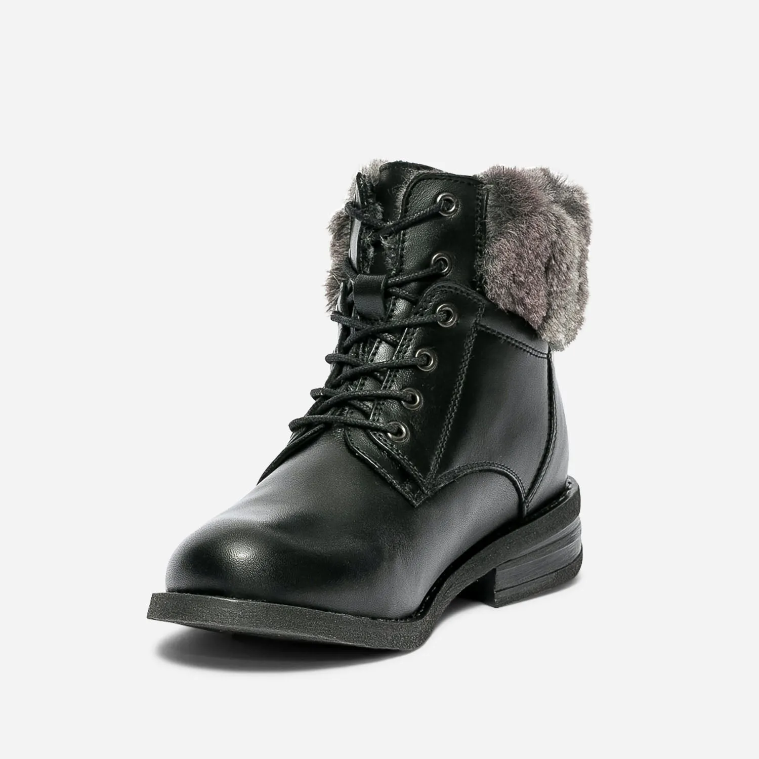 Bottine noire fourrée en cuir - Boots / bottines Femme | ERAM