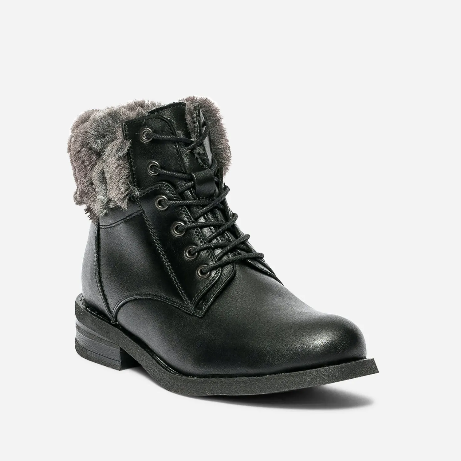 Bottine noire fourrée en cuir - Boots / bottines Femme | ERAM