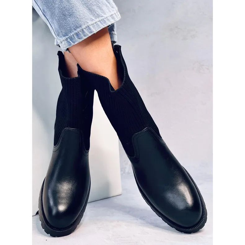 Bottines avec tige en chaussette Ryno Black le noir