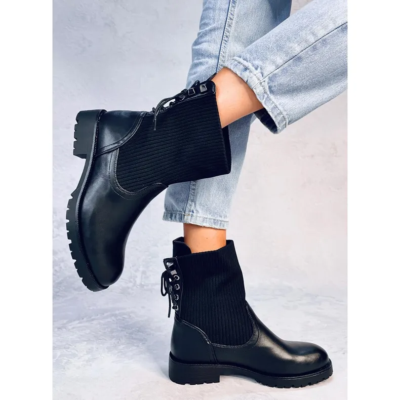 Bottines avec tige en chaussette Ryno Black le noir