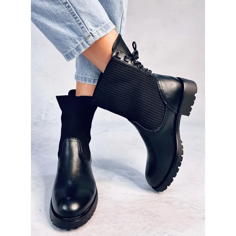 Bottines avec tige en chaussette Ryno Black le noir