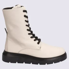 Bottines Ecco, bottines à lacets femme en cuir beige | Igert Chaussures&Maroquinerie