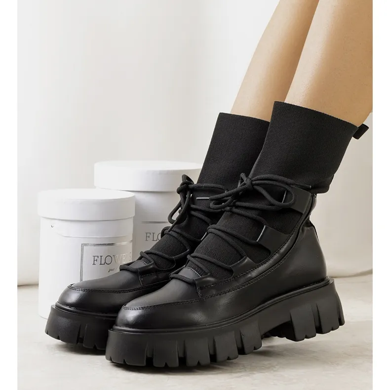 Bottines noires avec tige en tissu Ligure le noir