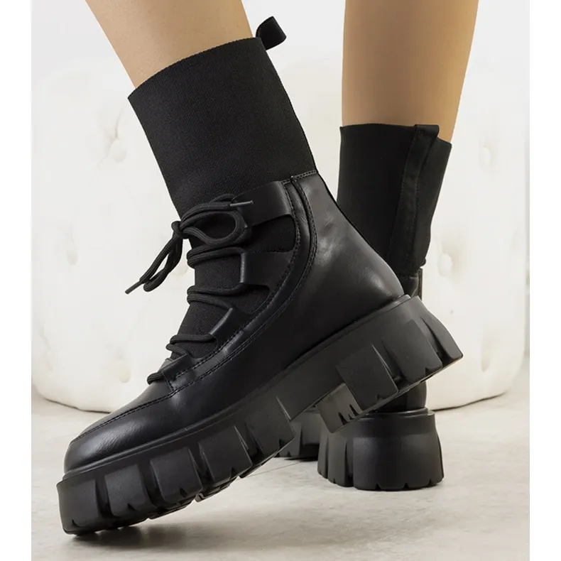 Bottines noires avec tige en tissu Ligure le noir