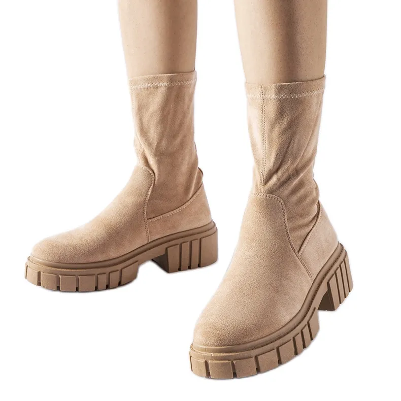 Bottines à enfiler en éco-daim Montefusco beiges