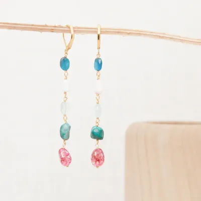 Boucles d'oreilles pendantes Gabbi - Turquoise - FEEKA