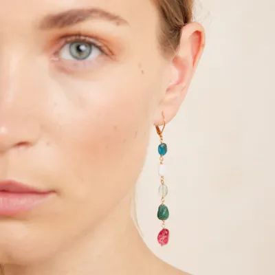 Boucles d'oreilles pendantes Gabbi - Turquoise - FEEKA