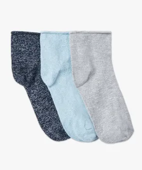 chaussettes femme a paillettes tige courte (lot de 3 paires) bleu chaussettes