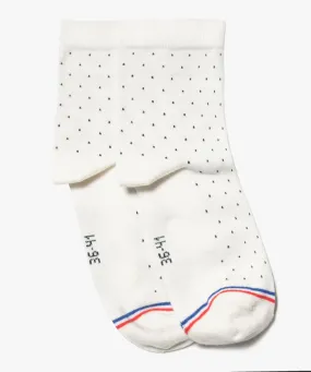 chaussettes femme tige haute a pois - la chaussette beige standard chaussettes