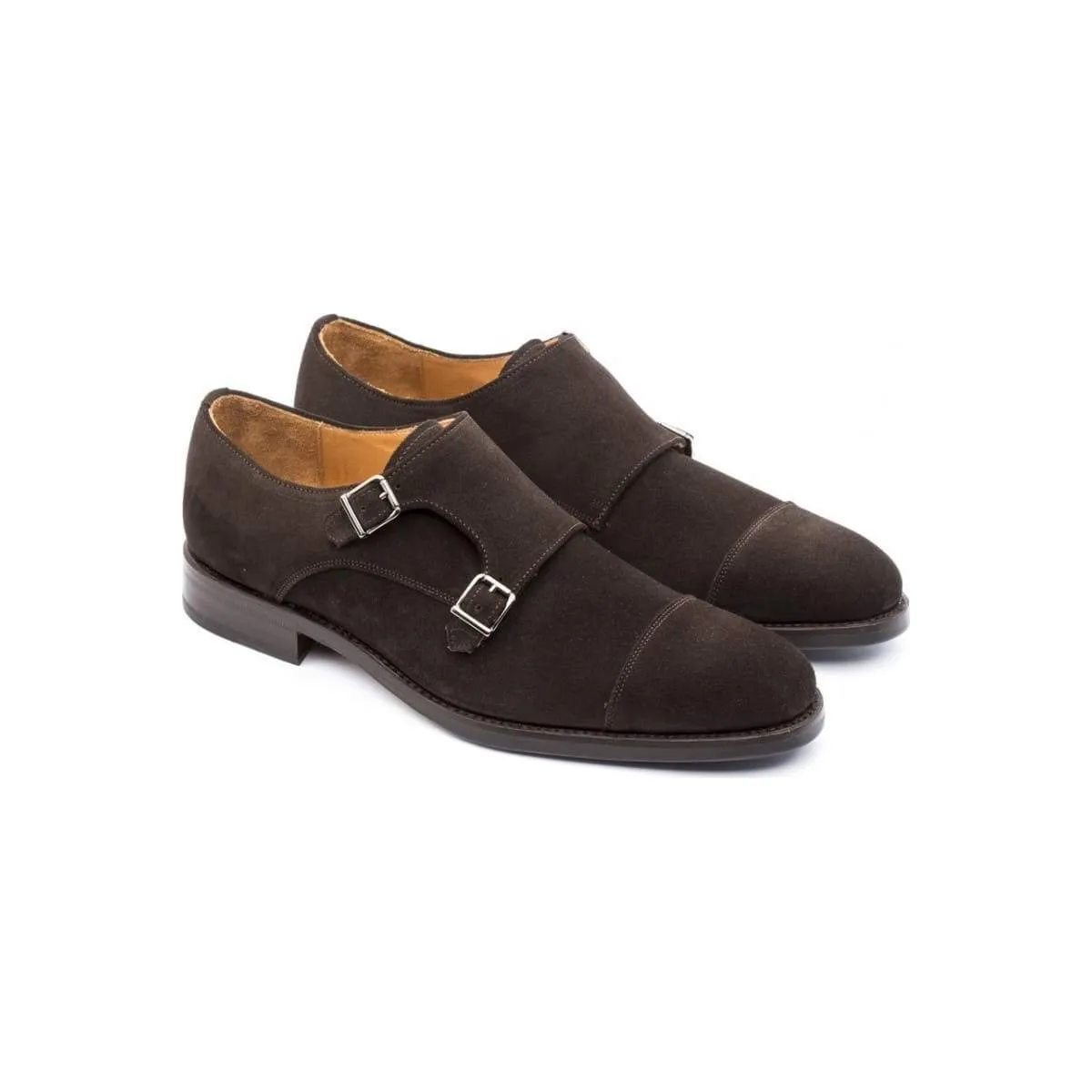 Chaussures double boucle homme en daim - Marron