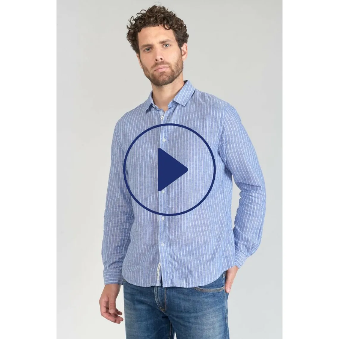 Chemise BOLKO bleu en lin Le Temps des Cerises - Chemise Homme sur MenCorner