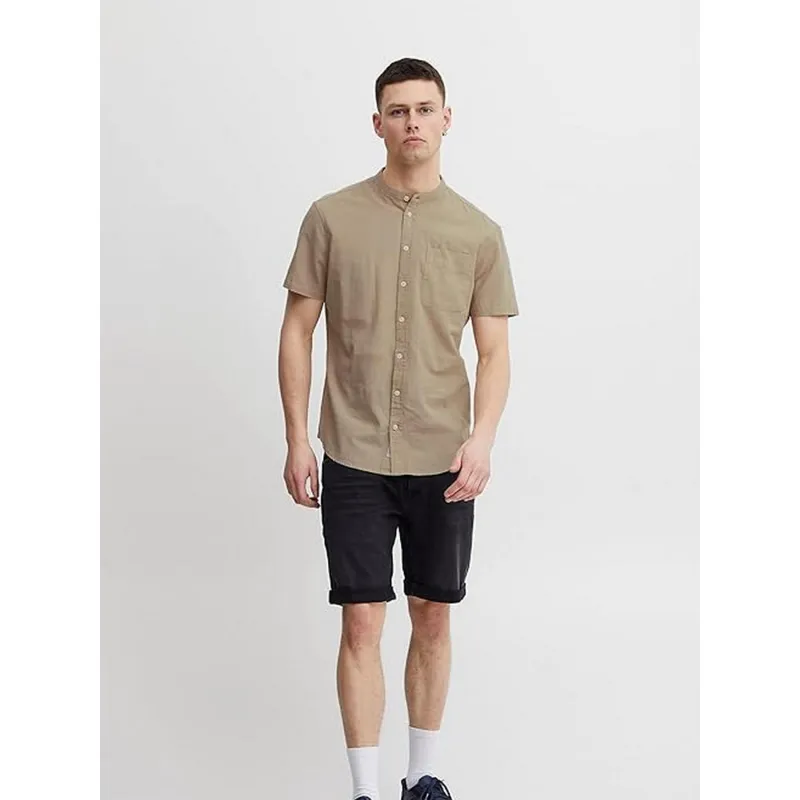 Chemise en lin manche courte beige homme - Blend | wimod