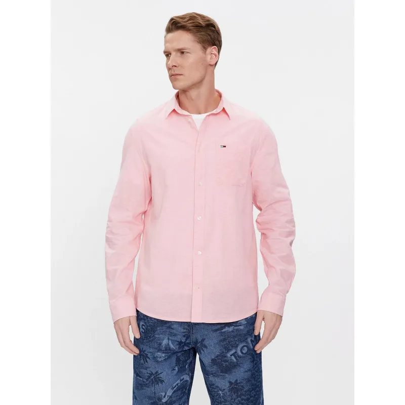 Chemise en lin regular blend rose homme - Tommy Jeans | wimod