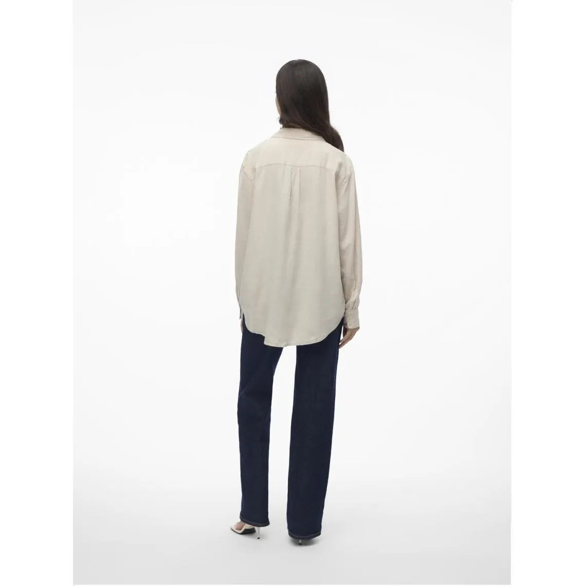 Chemise fermeture par bouton poignets boutonnés col chemise manches larges manches longues gris en lin Maia | 3 Suisses