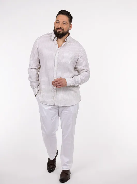 Chemise Lin Raye Paul & Shark Grande Taille  homme grande taille - Capelstore