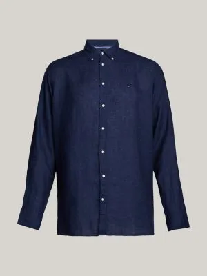 Chemise Plus en lin teint avec des pigments | Bleu | Tommy Hilfiger