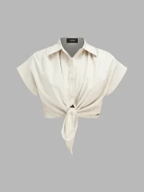 Chemise Polo en lin mélangé à manches courtes pour vacances sur la Côte d'Azur