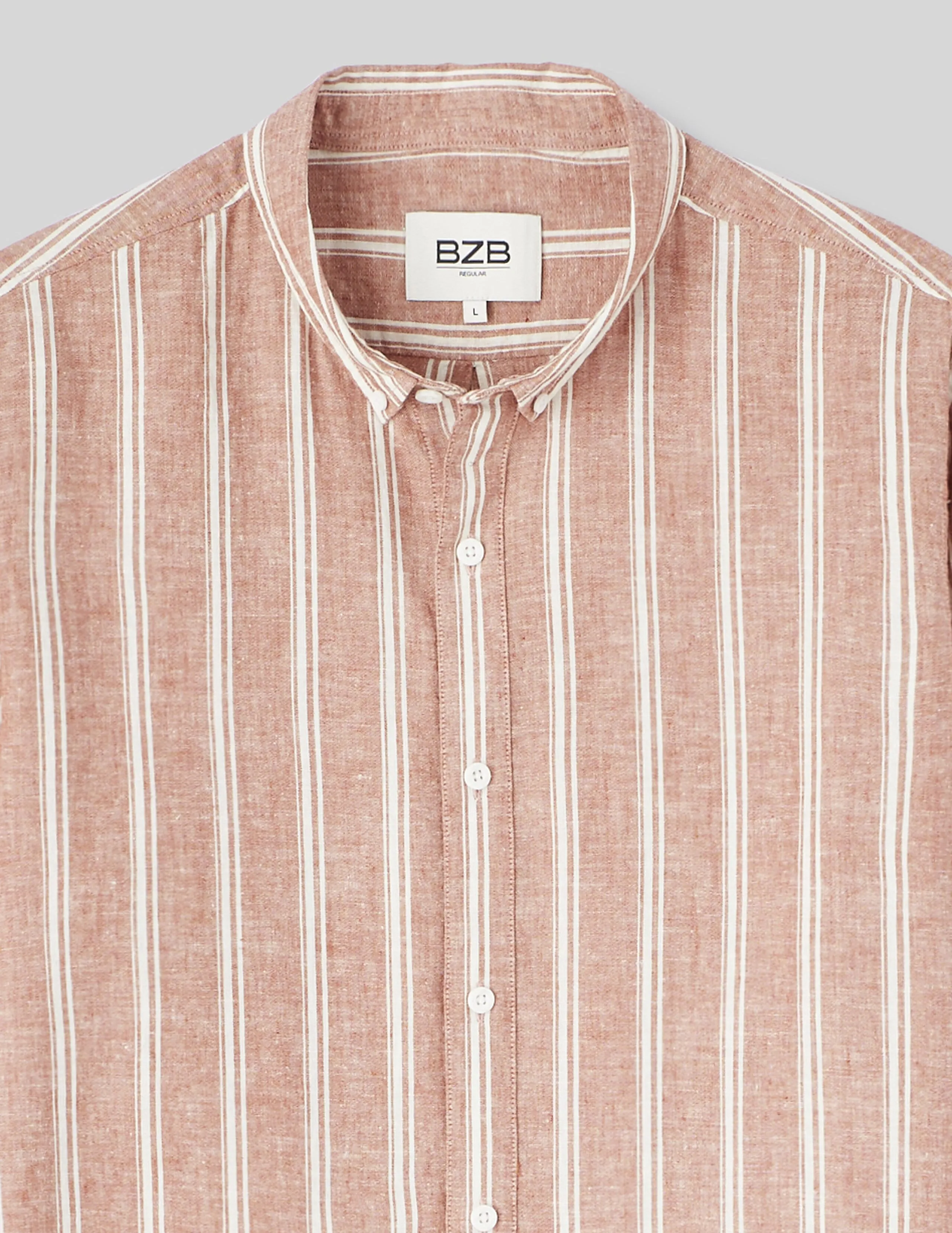 Chemise rayée droite en lin