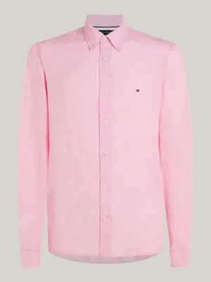 Chemise standard teinte par pigments en lin | Rose | Tommy Hilfiger