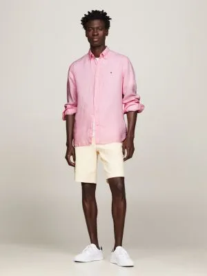 Chemise standard teinte par pigments en lin | Rose | Tommy Hilfiger