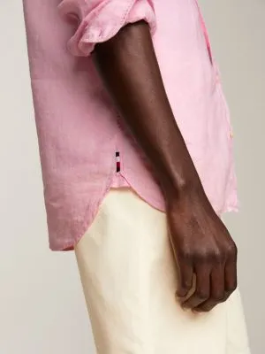 Chemise standard teinte par pigments en lin | Rose | Tommy Hilfiger