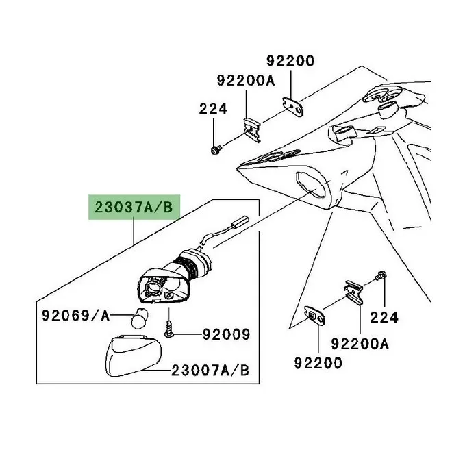 Clignotant arrière d'origine Kawasaki Z1000 (2007-2009) | Moto Shop 35