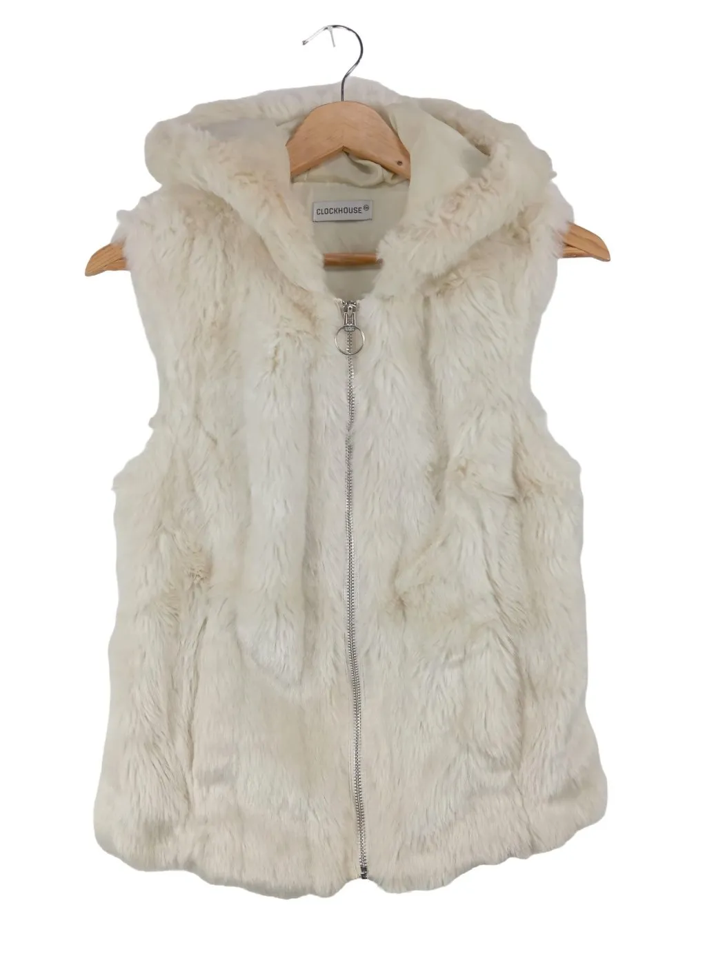 Clockhouse Gilet en fourrure blanc cassé élégant