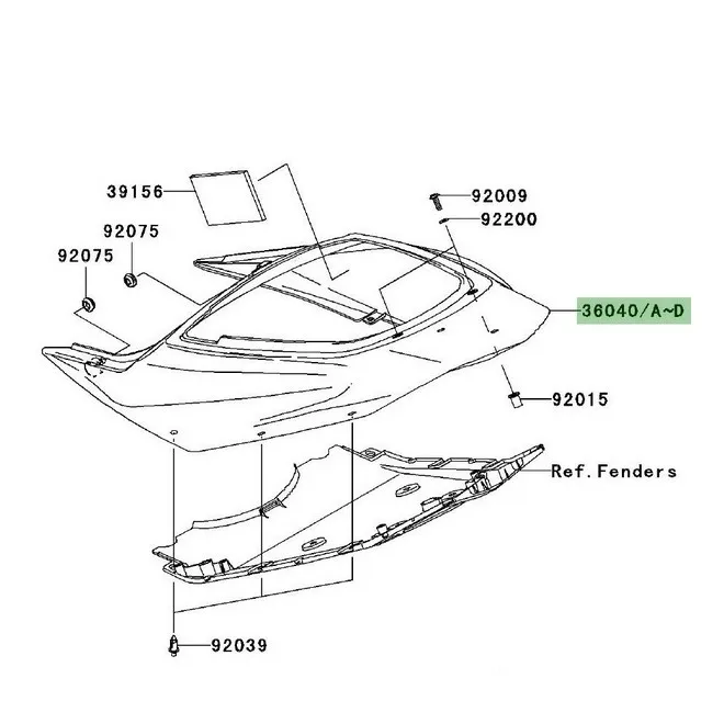 Coque arrière peinte Kawasaki Z750 (2004-2006) | Moto Shop 35