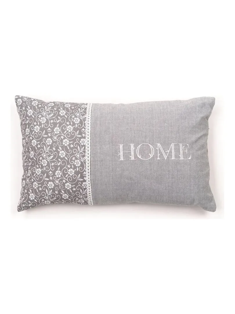 Coussin déhoussable avec dentelle 'CHARME' 'TODAY' - Gris