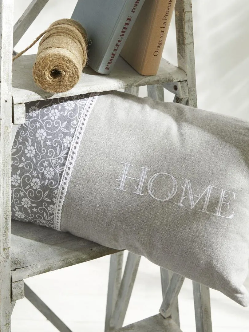 Coussin déhoussable avec dentelle 'CHARME' 'TODAY' - Gris