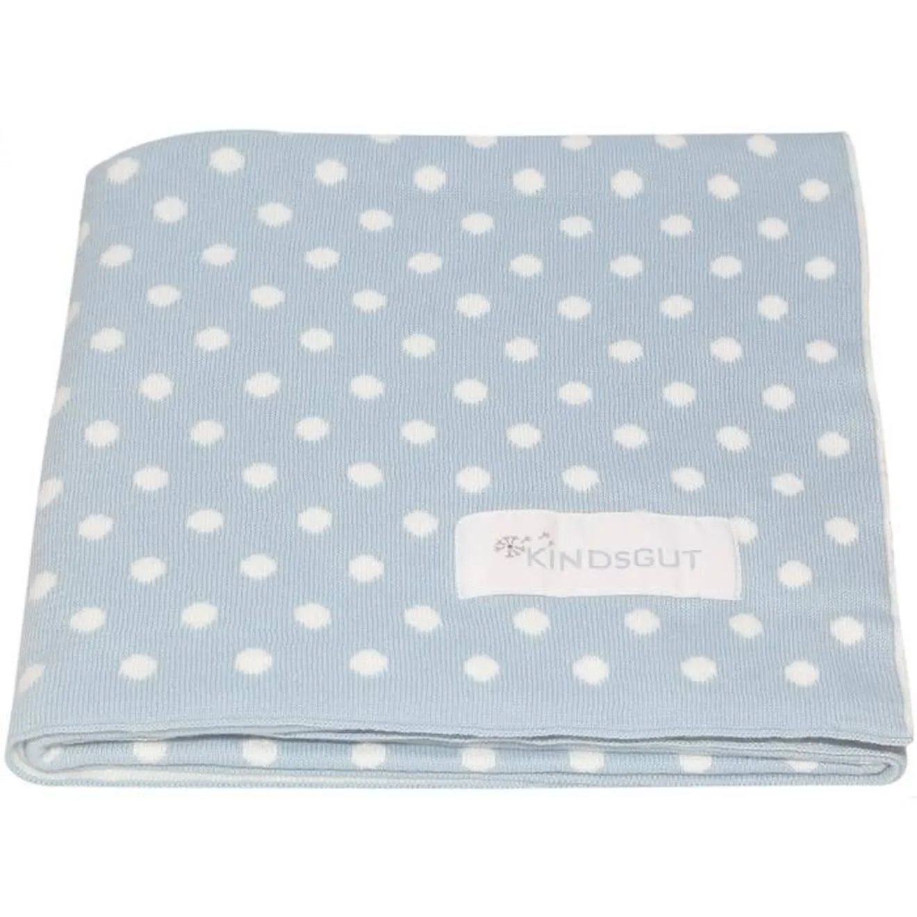 Couverture bébé tricotée - KINDSGUT - 100% coton - pois - 80 x 100 cm bleu - Kindsgut