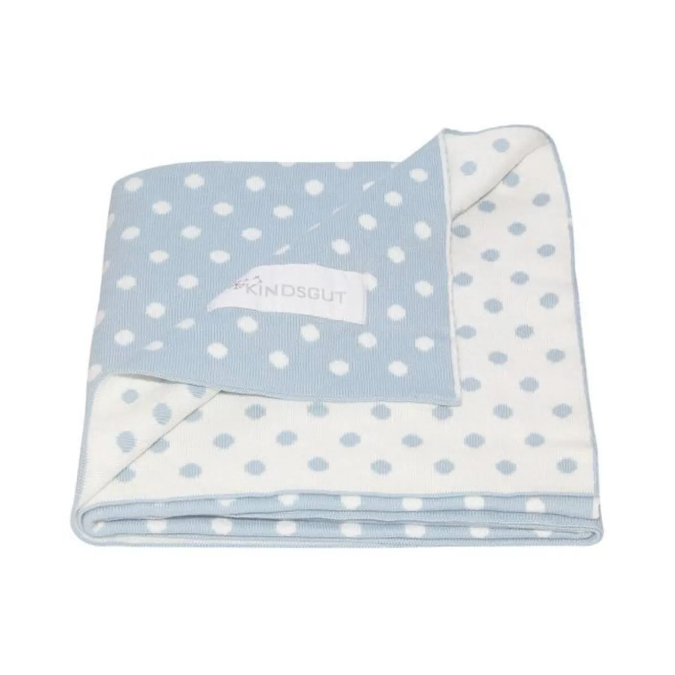 Couverture bébé tricotée - KINDSGUT - 100% coton - pois - 80 x 100 cm bleu - Kindsgut